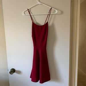 Wine/Burgundy Skater Open-back Dress